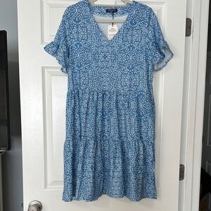 Tiered, Blue Floral Mini Dress